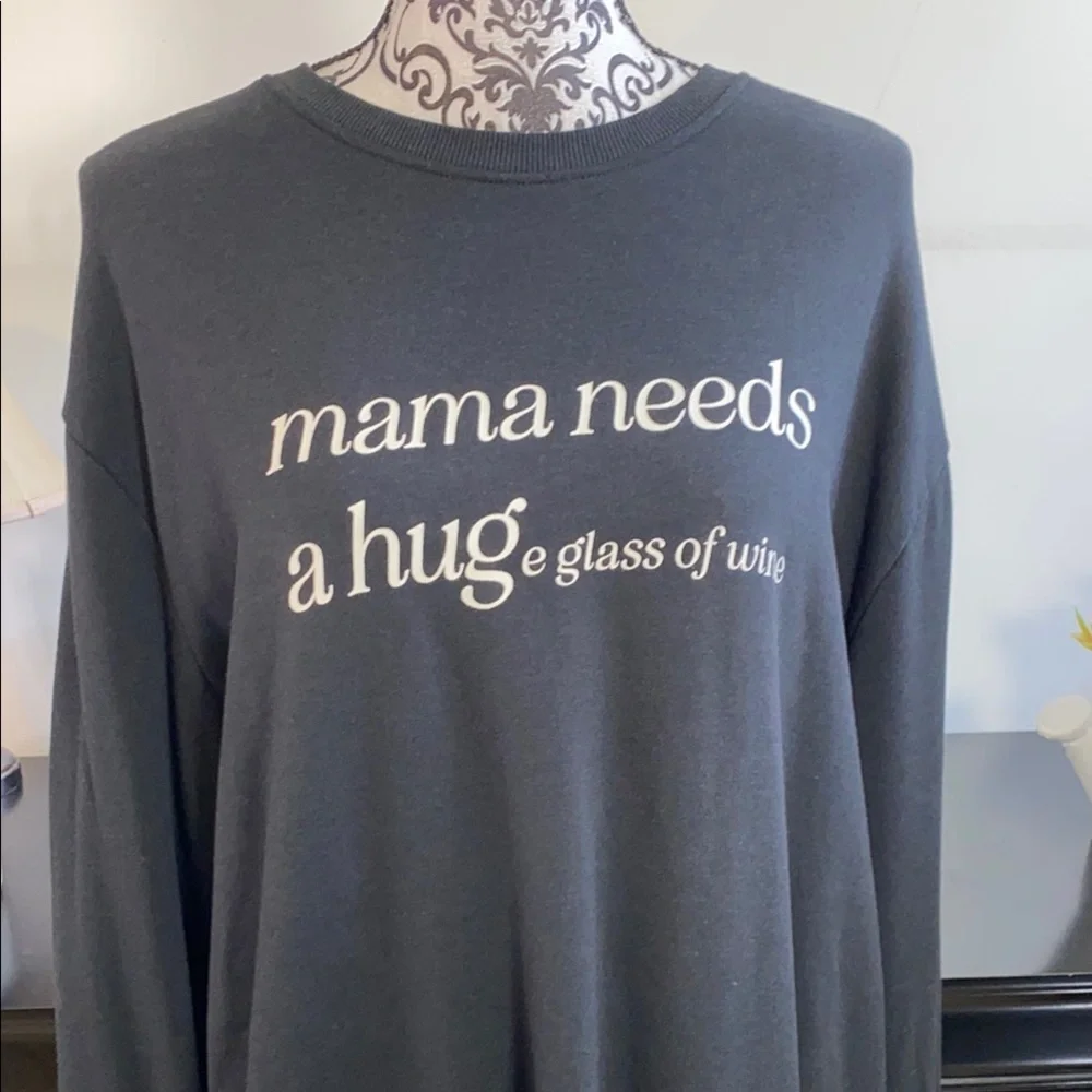 Little Trouble Graphic Sweatshirt Mama Needs A Huge glass Of Wine Size XL